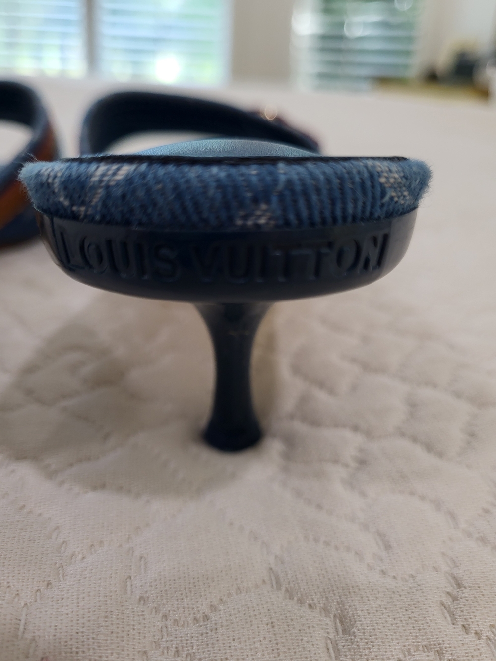 Louis Vuitton Croussant MM Denim Monogram Mules with Tan Leather Trim - Picture 5 of 5
